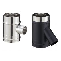 Elément droit inox avec prise d'air pour poêle à granulés - PGI pour poêles à Pellets - Diamètre 80/130 avec prise d'air à 135° - Inox