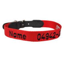 Halsband mit besticktem Namenszug, Farbe: Rot [43-48 cm, 25mm breit]