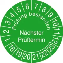 Prüfplakette »Prüfung bestanden, Nächster Prüftermin«