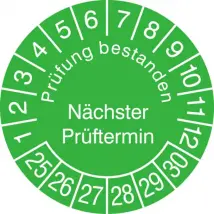 Prüfplakette »Prüfung bestanden, Nächster Prüftermin«