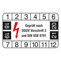 Prüfplakette »DGUV V 3 und DIN VDE 0701«