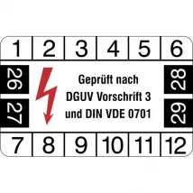 Prüfplakette »DGUV V 3 und DIN VDE 0701«