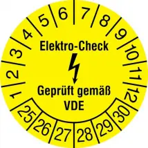 Prüfplakette »Elektro-Check - Geprüft gemäß VDE«