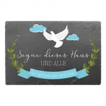 Türschild aus Schiefer mit Spruch "Segne dieses Haus" 30 x 20 cm