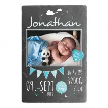 Schild zur Geburt eines Babys mit Foto - 200 x 300 mm - Design für Jungen