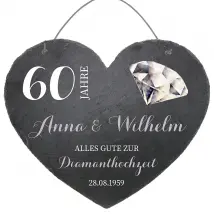 Herz aus Schiefer in der Größe 24 cm Diamantene Hochzeit