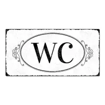 WC-Schild im Vintage Stil aus Aluminium Toilettenschild WC