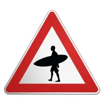 Dreieckiges Verkehrsschild Surfer - Gefahrenzeichen