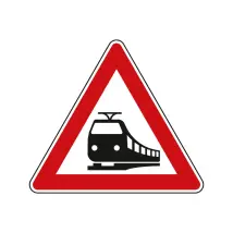 Verkehrszeichen StVO - Dreieckiges Verkehrsschild Bahnübergang