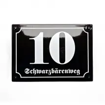 Emaille Hausnummer mit Straßenname - 21 x 14,8 cm | weitere Farben