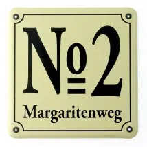 Emaille-Hausnummer mit Straßenname 21 x 21 cm | weitere Farben
