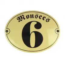 Ovale Hausnummer aus Emaille mit Straßenname | 21 x 16 cm