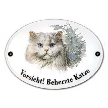 Emaille Türschild mit Rassekatzen zur Auswahl 18,3 x 14,3 cm