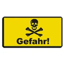 Warnschild - Warnung vor Gefahr - Totenkopf - mit Wunschtext 30 x 15 cm