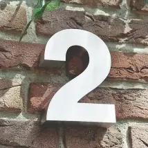 3D Hausnummer 2 aus Edelstahl - Höhe 16 cm Tiefe 3 cm