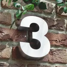 3D Hausnummer 3 aus Edelstahl - Höhe 16 cm Tiefe 3 cm