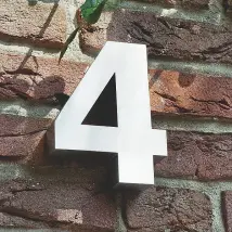 3D Hausnummer 4 aus Edelstahl - Höhe 16 cm Tiefe 3 cm
