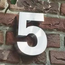 3D Hausnummer 5 aus Edelstahl - Höhe 16 cm Tiefe 3 cm
