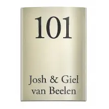 Gebogene Edelstahlhausnummer mit Familiennamen oder Straßennamen-Größe: 20 x 15 cm