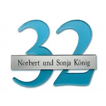 Hausnummer aus Gravurglas mit Namen oder Straßennamen - Größe: 18 x 14 cm