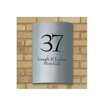 Gebogene Edelstahlhausnummer mit Familiennamen oder Straßennamen-Größe: 30 x 20 cm