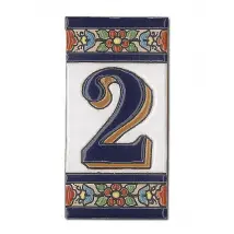 Spanische Hausnummer aus Keramik-Fliesen - Ziffer 2