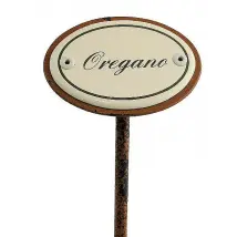 Gartenstecker aus Emaille für das Kräuterbeet - Oregano