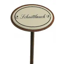 Gartenstecker aus Emaille für das Kräuterbeet - Schnittlauch