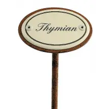 Gartenstecker aus Emaille für das Kräuterbeet - Thymian