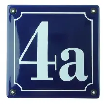 Quadratische Hausnummer aus Emaille 14,8 x 14,8 cm | blau/weiß