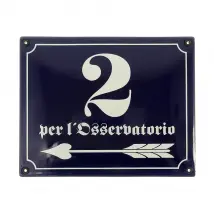 Emaille-Hausnummer mit Straßenname 25 x 20 cm | blau/weiß