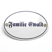 Ovales Emaille Tuerschild | mit 1-zeiligem Wunschtext 15 x 10 cm