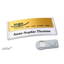 10 Hochwertige Logo Namensschilder mit austauschbarer Namenskarte