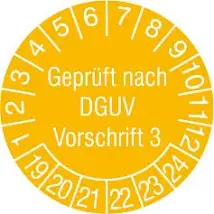 Prüfplakette - mit Jahresfarbe »Geprüft nach DGUV Vorschrift 3«
