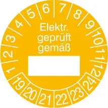 Prüfplakette - mit Jahresfarbe »Elektr. geprüft gemäß«