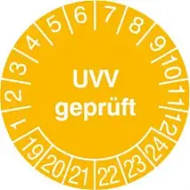 Prüfplakette - mit Jahresfarbe »UVV geprüft«