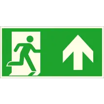 Fluchtweg-Kombischild »Notausgang rechts, aufwärts bzw. geradeaus «