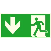 Fluchtweg-Kombischild »Notausgang links, abwärts «