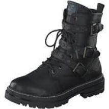 Mustang Schnür Boots Damen schwarz|schwarz