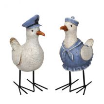Maritime Möwenfigur, blau-weiß, Metallfüße - versch. Varianten Männlein