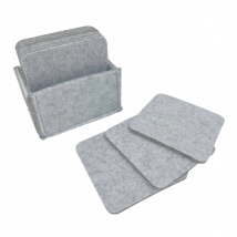 Filz-Untersetzer mit Aufbewahrungsbox im 10er-Set - grau, 10x10cm