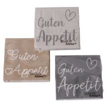 Servietten Guten Appetit und Herz in drei Farben anthrazit
