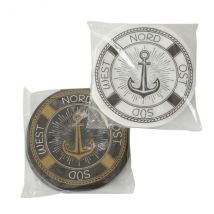 Maritime Servietten rund mit Anker in zwei Varianten "schwarz/gold"
