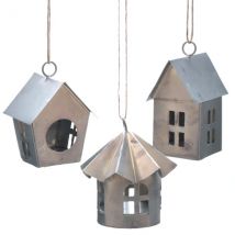 Dekoration zum hängen "Vogelhaus grau" in drei Ausführungen Rundes Haus