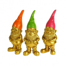 Dekofigur goldener Zwerg mit farbiger Mütze H30 cm - drei Farben "grün"