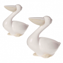 Pelikan aus Keramik, weiß/beige glasiert - versch. Größen klein