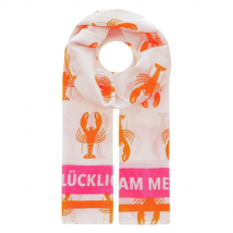 Schal BW Seide Glücklich am Meer weiß/orange