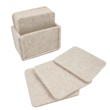 Filz-Untersetzer mit Aufbewahrungsbox im 10er-Set - beige, 10x10cm