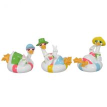 Gans im Schwimmring – Polyresin H15-17 cm bunt – versch. Varianten Gans mit Eistüte