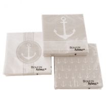 Maritime Servietten Anker in drei Varianten "beige mit weißem Anker"